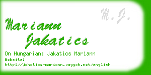 mariann jakatics business card